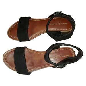 Rock & Candy by ZiGi Nancie-CC Open Toe Ankle Strap Buckle Black Sandals Heels 6